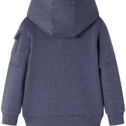 vidaXL Sweat-shirt à capuche fermeture éclair enfants bleu foncé mélangé 92