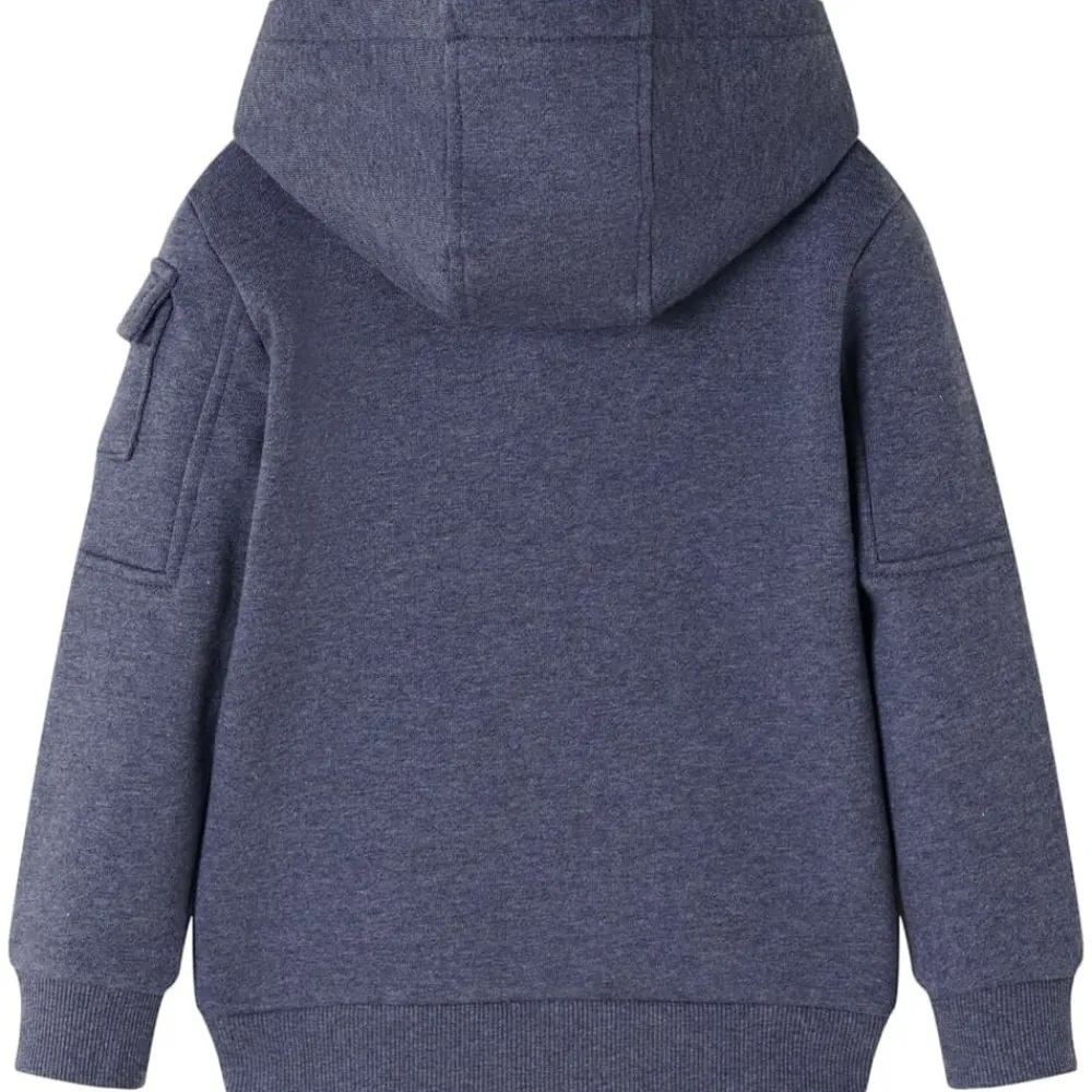 vidaXL Sweat-shirt à capuche fermeture éclair enfants bleu foncé mélangé 92