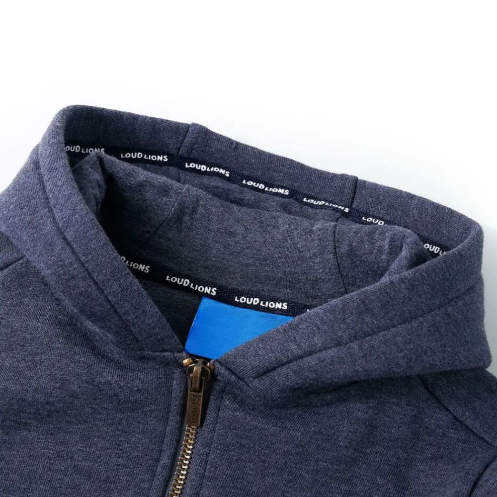 vidaXL Sweat-shirt à capuche fermeture éclair enfants bleu foncé mélangé 92