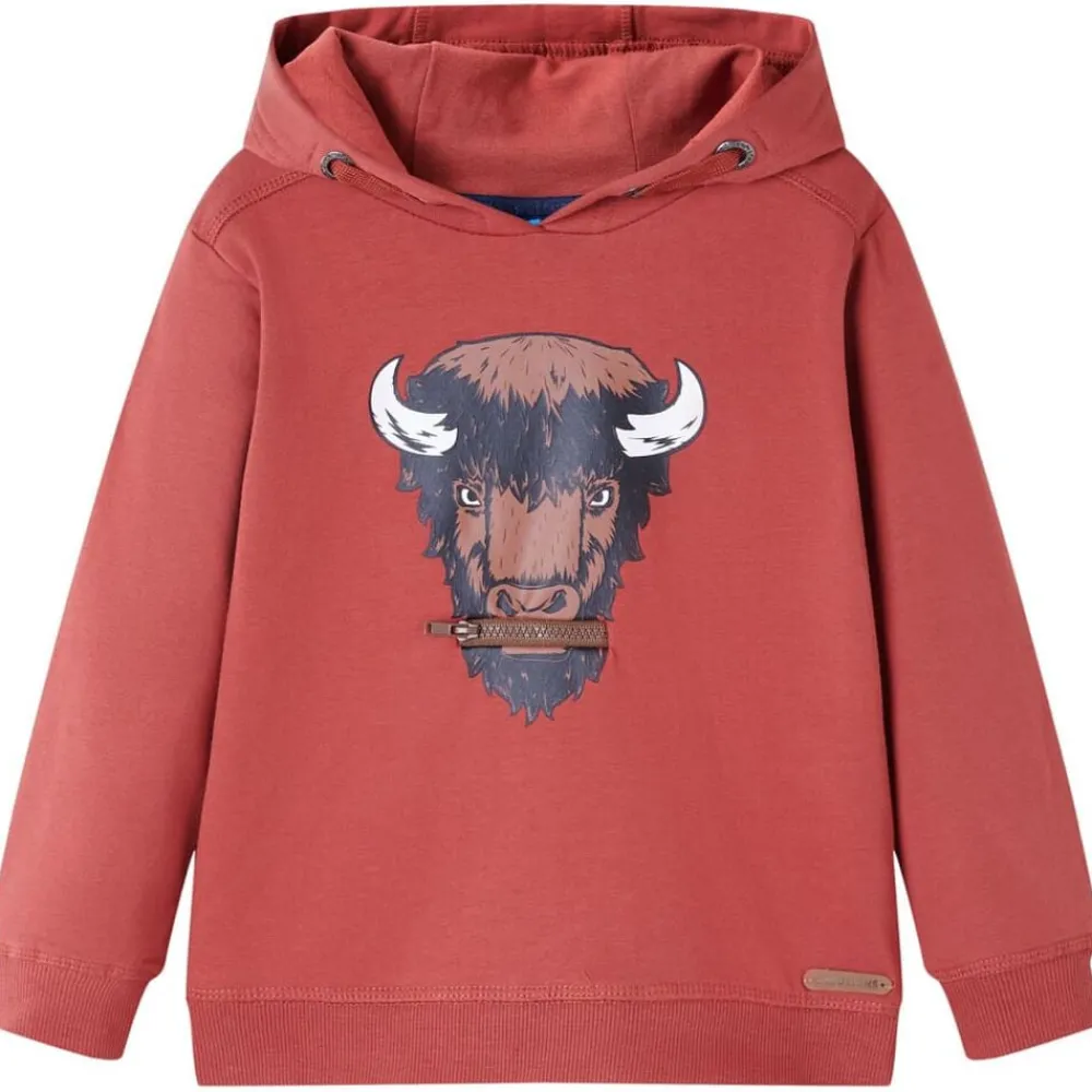 Vêtements & Accessoires-vidaXL Sweatshirt à capuche pour enfants rouge brûlé 104