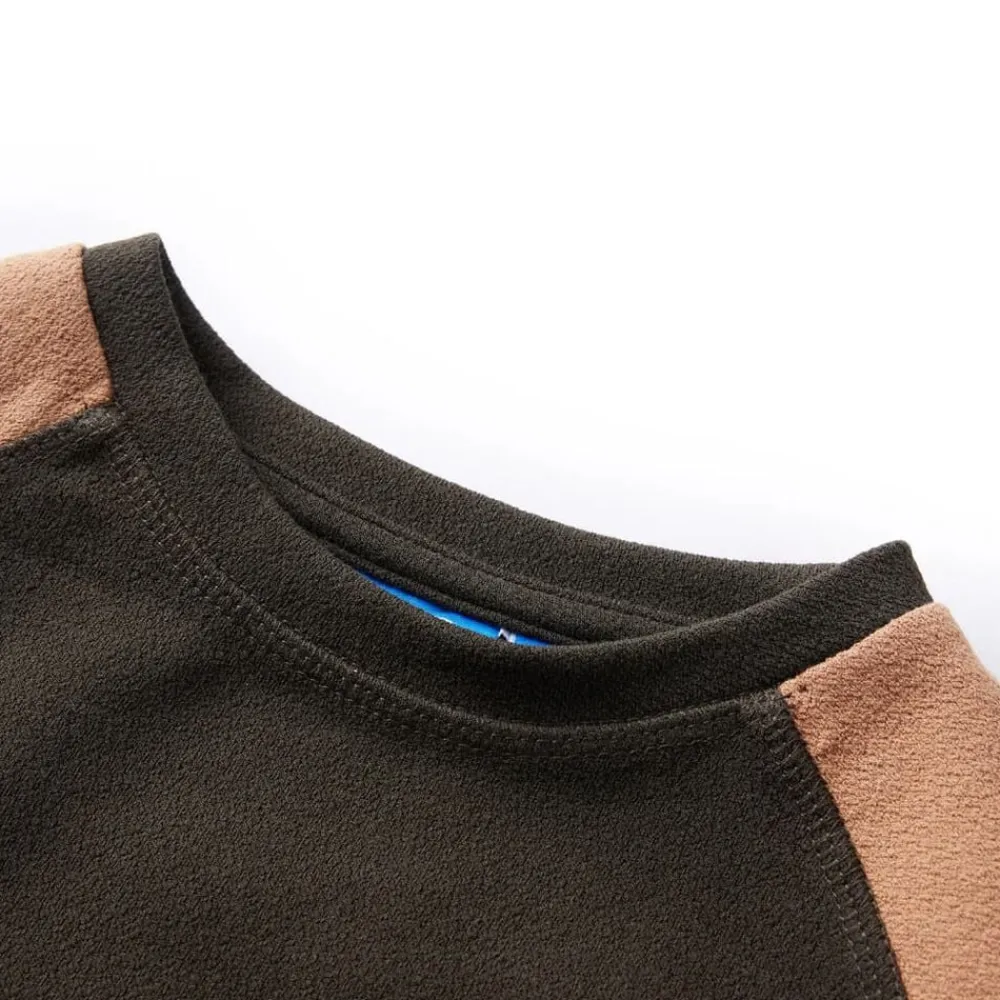 vidaXL Sweatshirt pour enfants kaki foncé et camel 140
