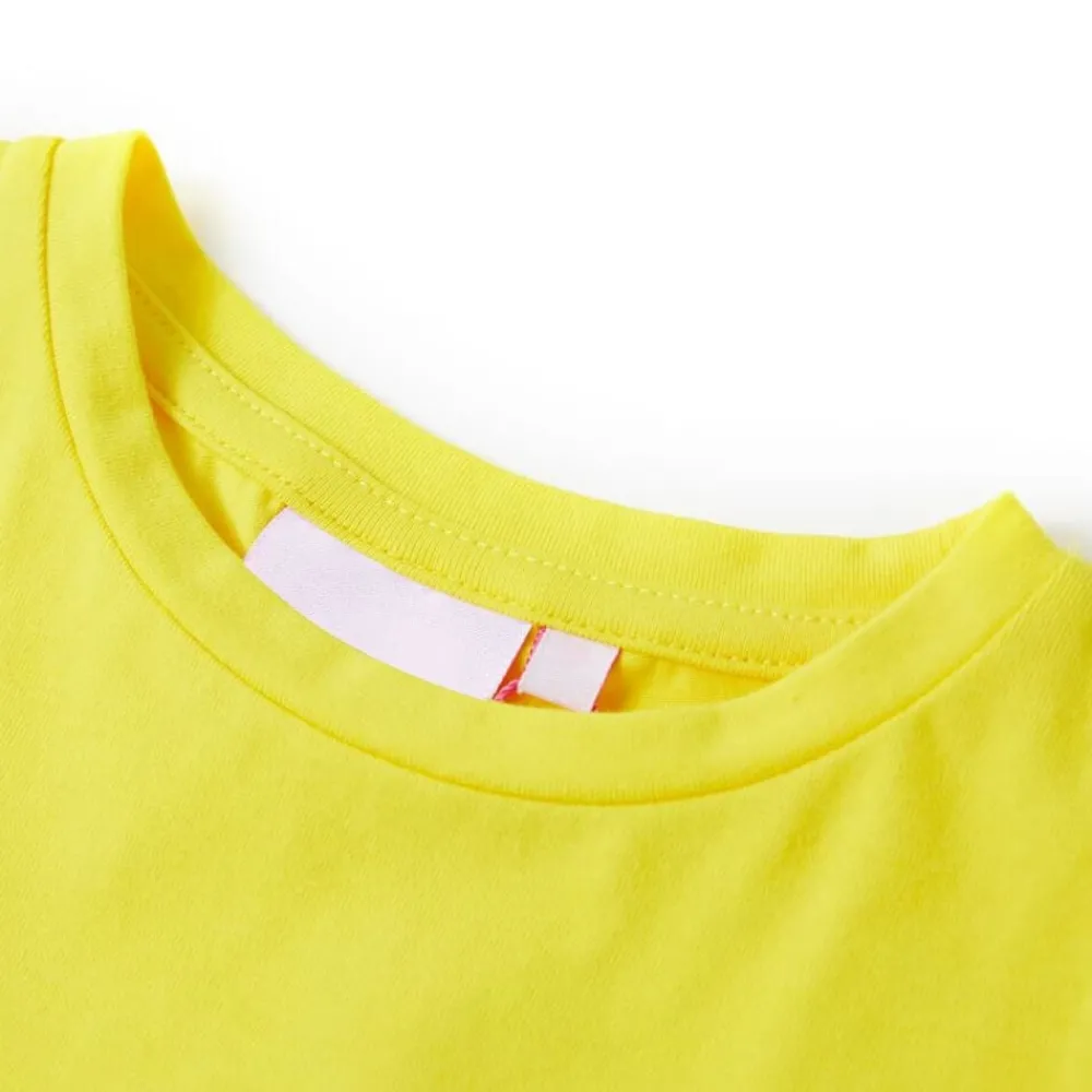 Vêtements & Accessoires-vidaXL T-shirt enfant à manches courtes vif 140 Jaune
