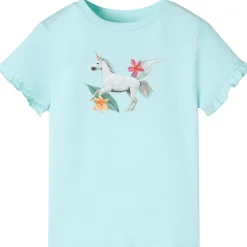 Vêtements & Accessoires-vidaXL T-shirt enfants à manches courtes clair 104 Aqua