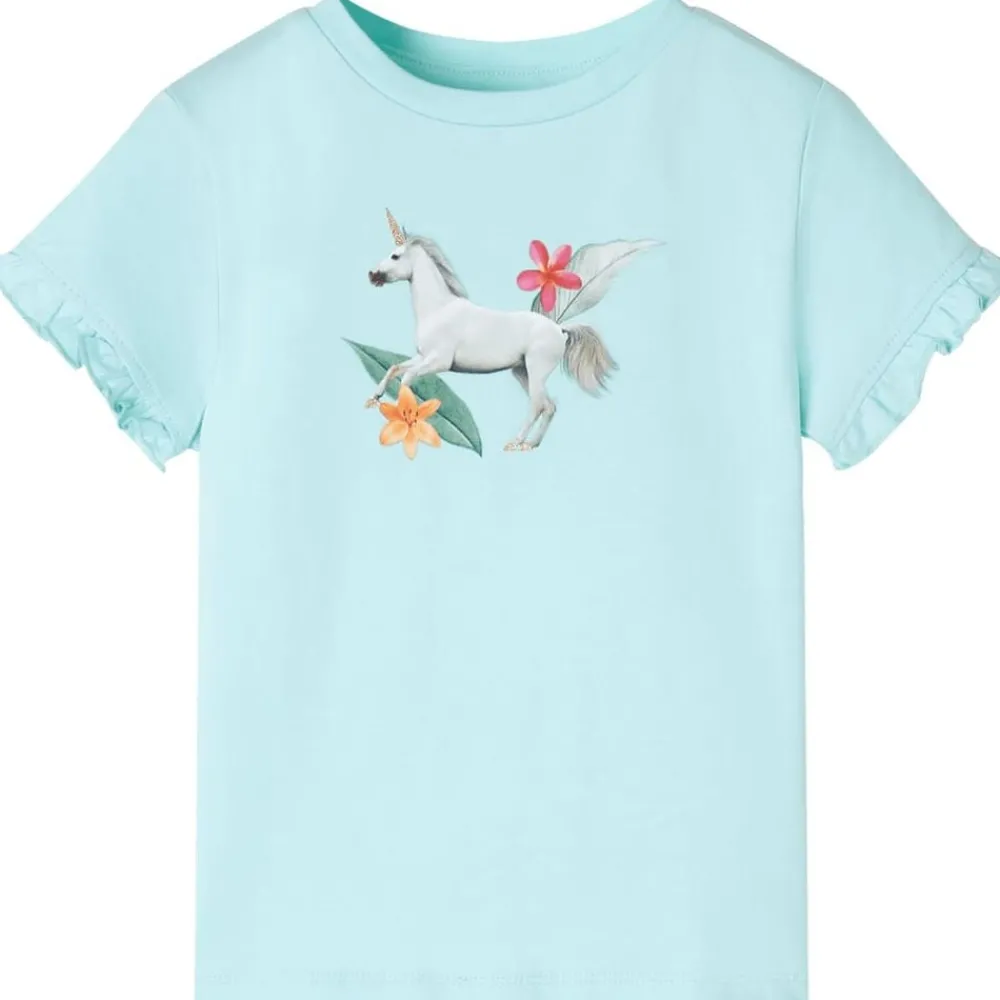 Vêtements & Accessoires-vidaXL T-shirt enfants à manches courtes clair 104 Aqua