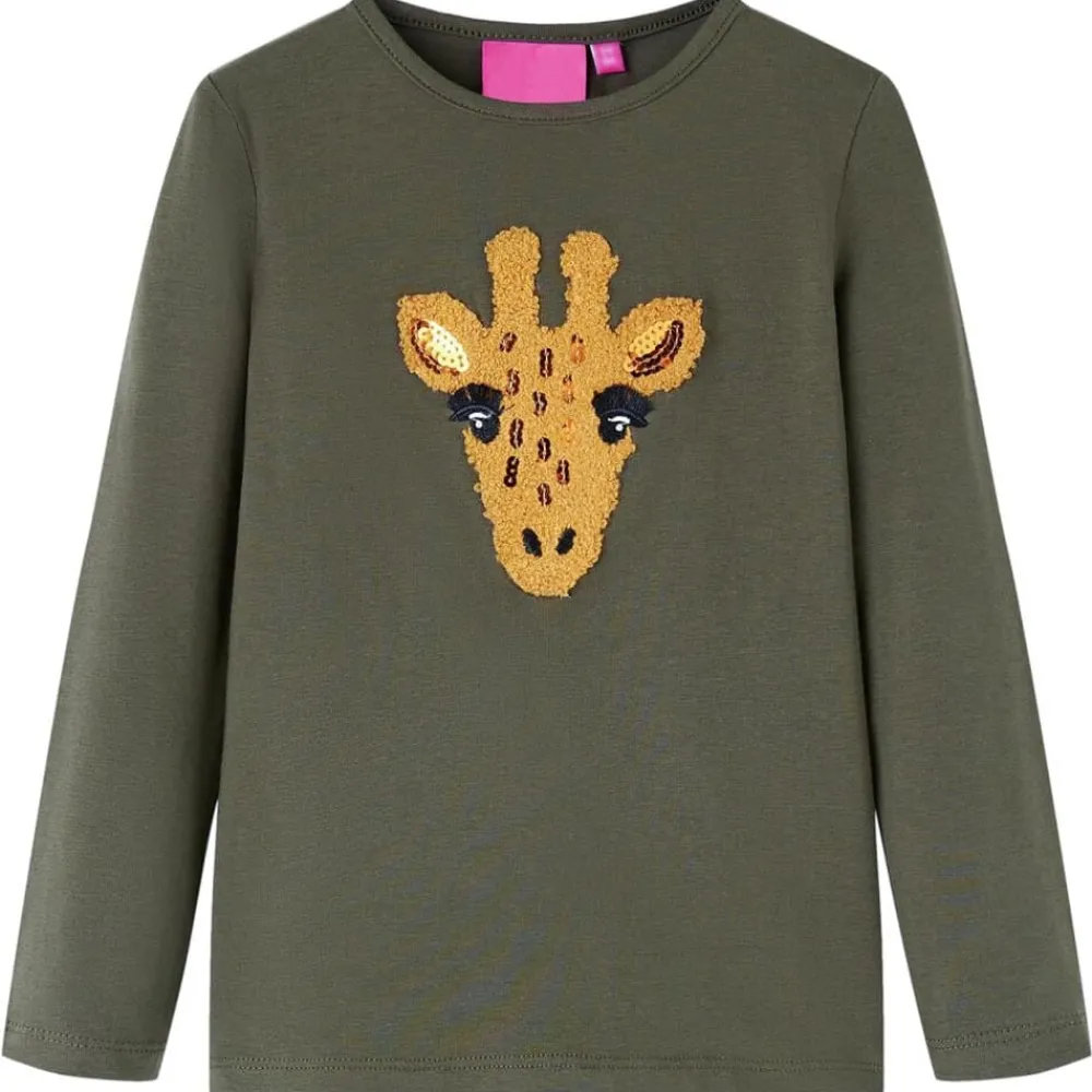 Vêtements & Accessoires-vidaXL T-shirt enfants à manches longues 104 Kaki