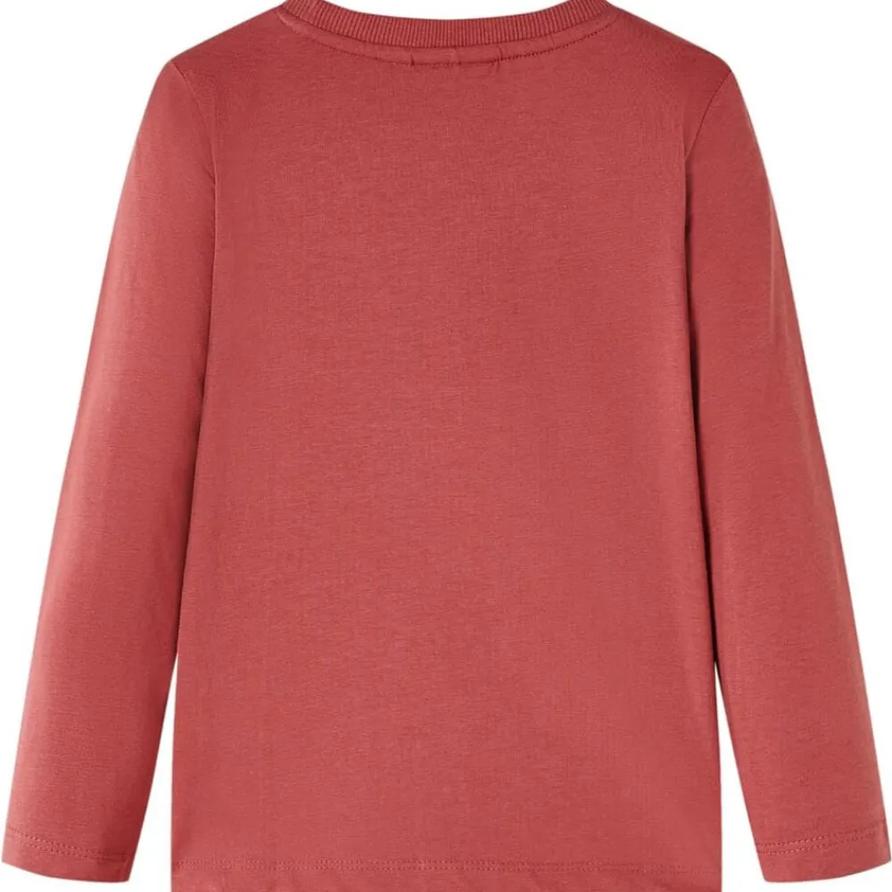 vidaXL T-shirt enfants à manches longues rouge brûlé 104