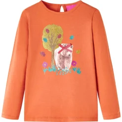 Vêtements & Accessoires-vidaXL T-shirt enfants à manches longues brûlé 116 Orange