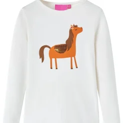 Vêtements & Accessoires-vidaXL T-shirt enfants à manches longues écru 104 &Eacute;cru