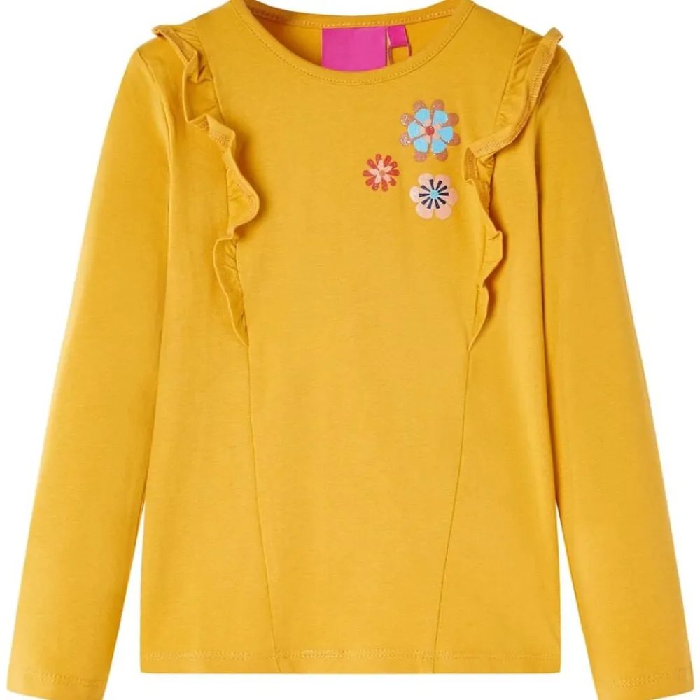 Vêtements & Accessoires-vidaXL T-shirt enfants à manches longues foncé 104 Ocre