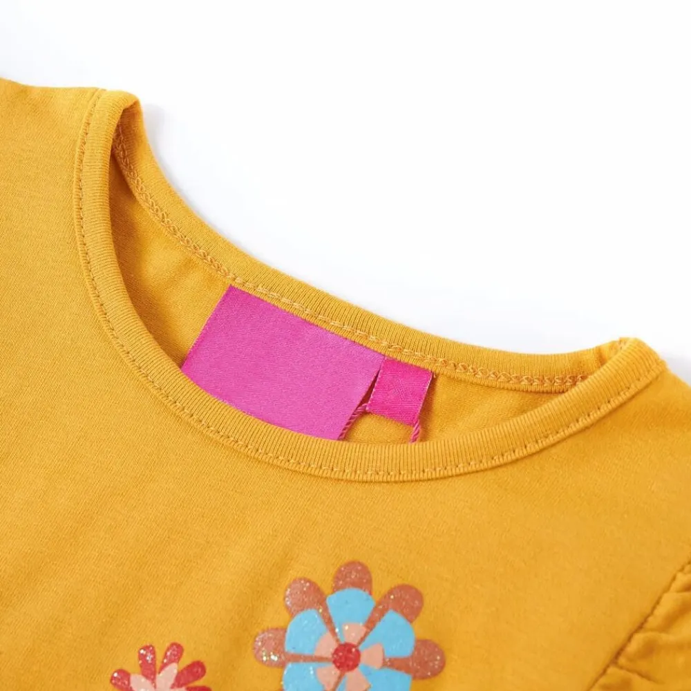 Vêtements & Accessoires-vidaXL T-shirt enfants à manches longues foncé 104 Ocre