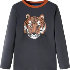 Vêtements & Accessoires-vidaXL T-shirt enfants à manches longues anthracite 92