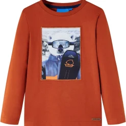 Vêtements & Accessoires-vidaXL T-shirt enfants à manches longues rouille clair 104 Couleur rouille
