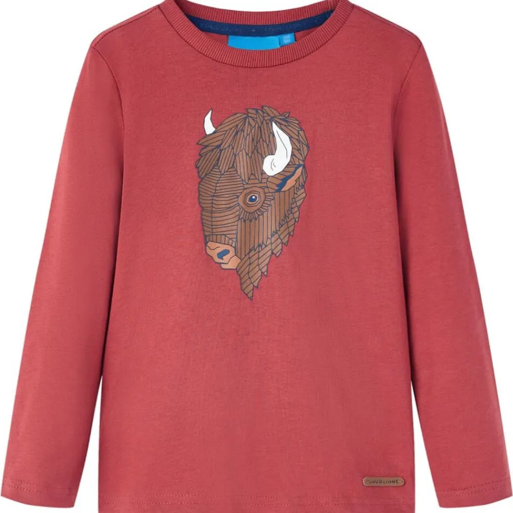 Vêtements & Accessoires-vidaXL T-shirt enfants à manches longues brûlé 116 Rouge