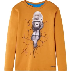 Vêtements & Accessoires-vidaXL T-shirt enfants à manches longues foncé 104 Ocre