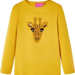 Vêtements & Accessoires-vidaXL T-shirt enfants à manches longues foncé 104 Ocre