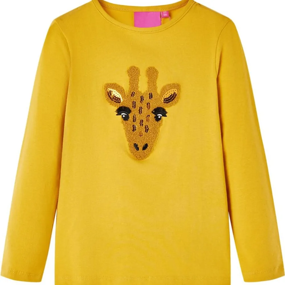 Vêtements & Accessoires-vidaXL T-shirt enfants à manches longues foncé 104 Ocre