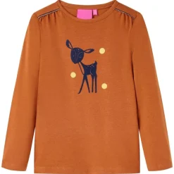 Vêtements & Accessoires-vidaXL T-shirt enfants à manches longues 92 Cognac