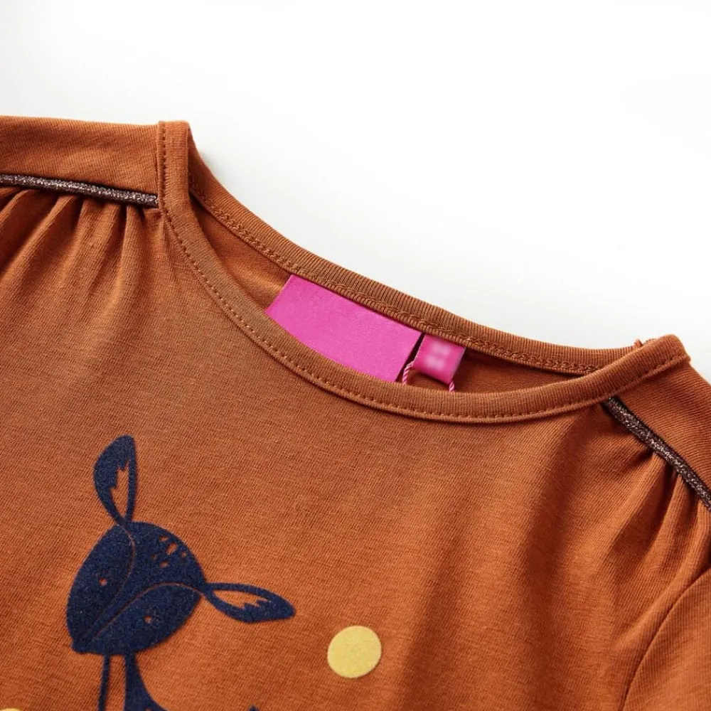 Vêtements & Accessoires-vidaXL T-shirt enfants à manches longues 92 Cognac