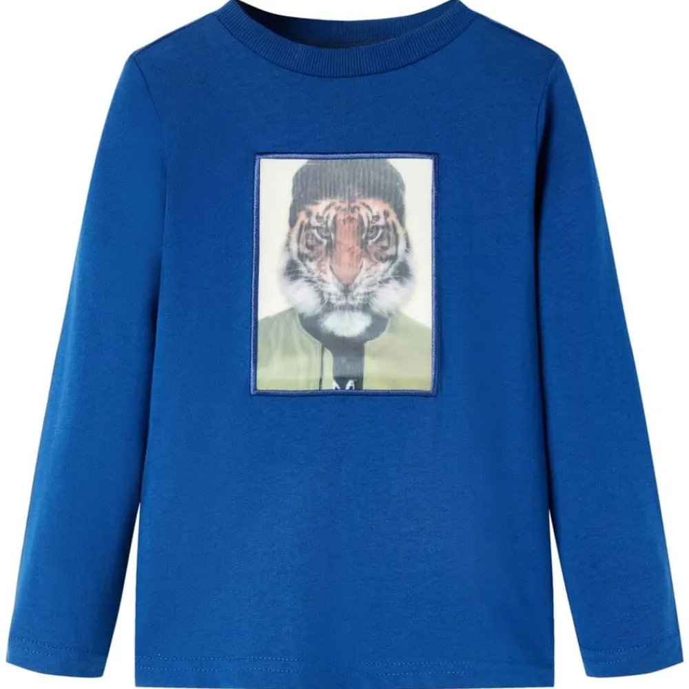Vêtements & Accessoires-vidaXL T-shirt enfants à manches longues 128 Bleu foncé