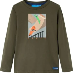 Vêtements & Accessoires-vidaXL T-shirt enfants à manches longues kaki 104