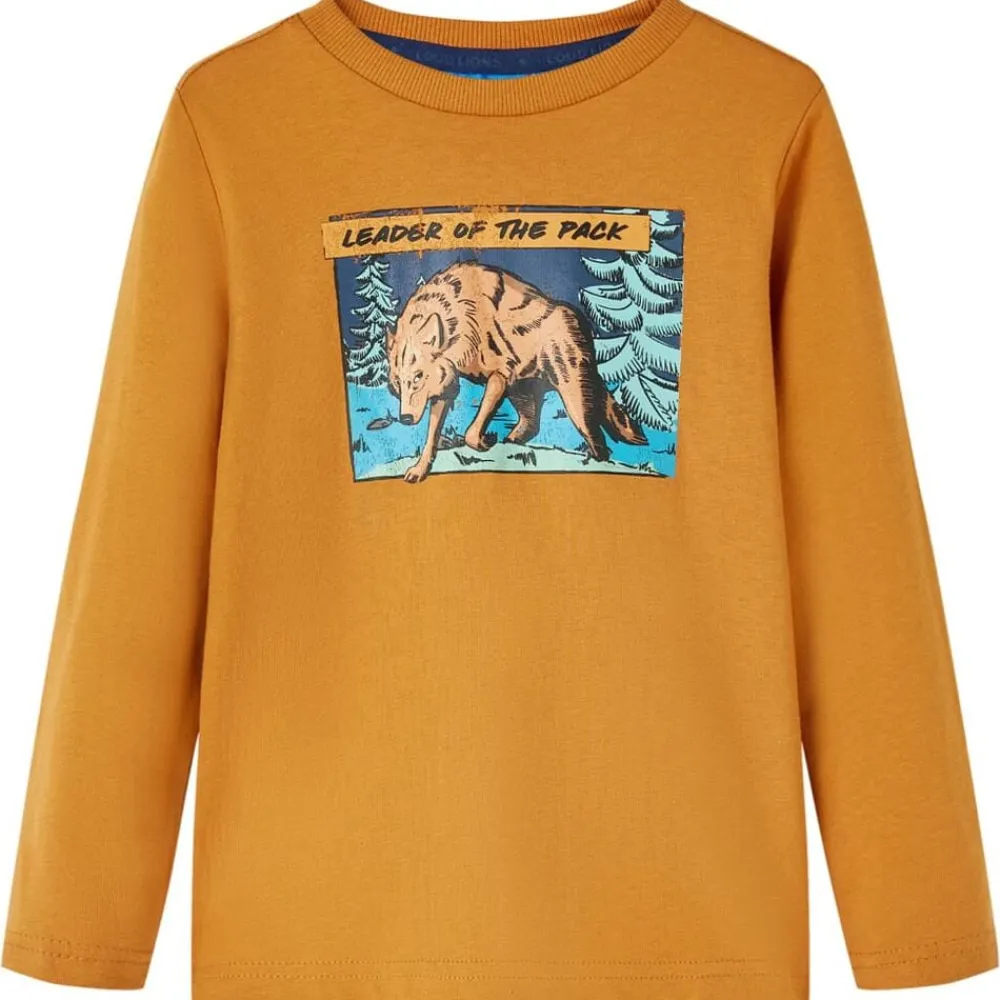 Vêtements & Accessoires-vidaXL T-shirt enfants à manches longues ocre foncé 104