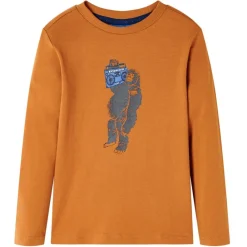 Vêtements & Accessoires-vidaXL T-shirt enfants à manches longues ocre foncé 92