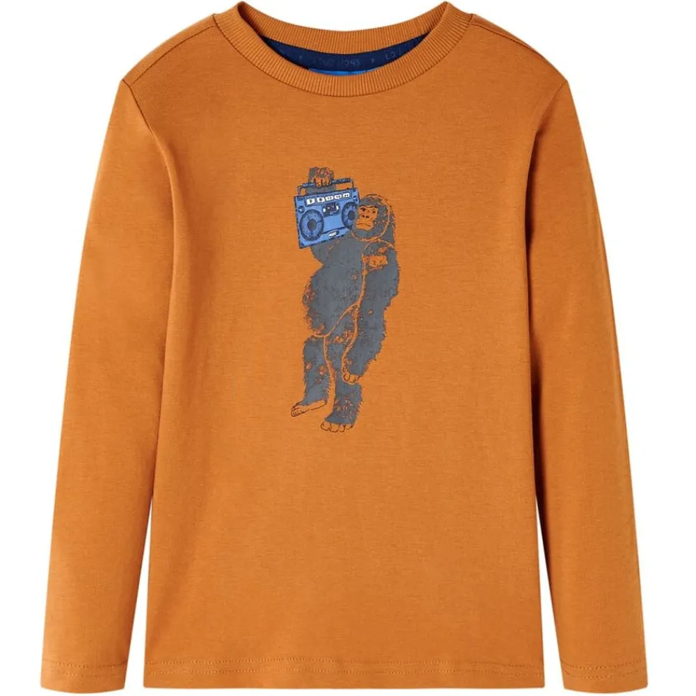 Vêtements & Accessoires-vidaXL T-shirt enfants à manches longues ocre foncé 92
