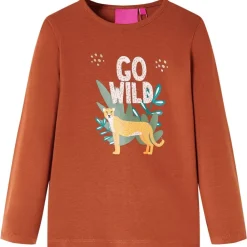 Vêtements & Accessoires-vidaXL T-shirt enfants à manches longues 104 Cognac