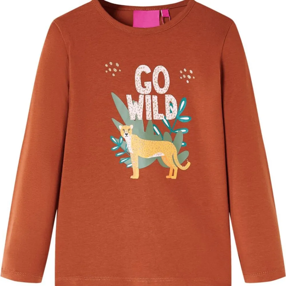 Vêtements & Accessoires-vidaXL T-shirt enfants à manches longues 104 Cognac
