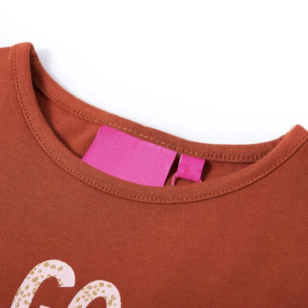 Vêtements & Accessoires-vidaXL T-shirt enfants à manches longues 104 Cognac