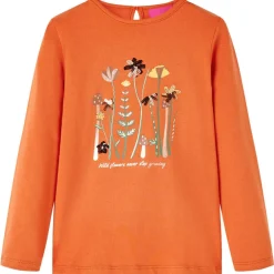 Vêtements & Accessoires-vidaXL T-shirt enfants à manches longues brûlé 92 Orange