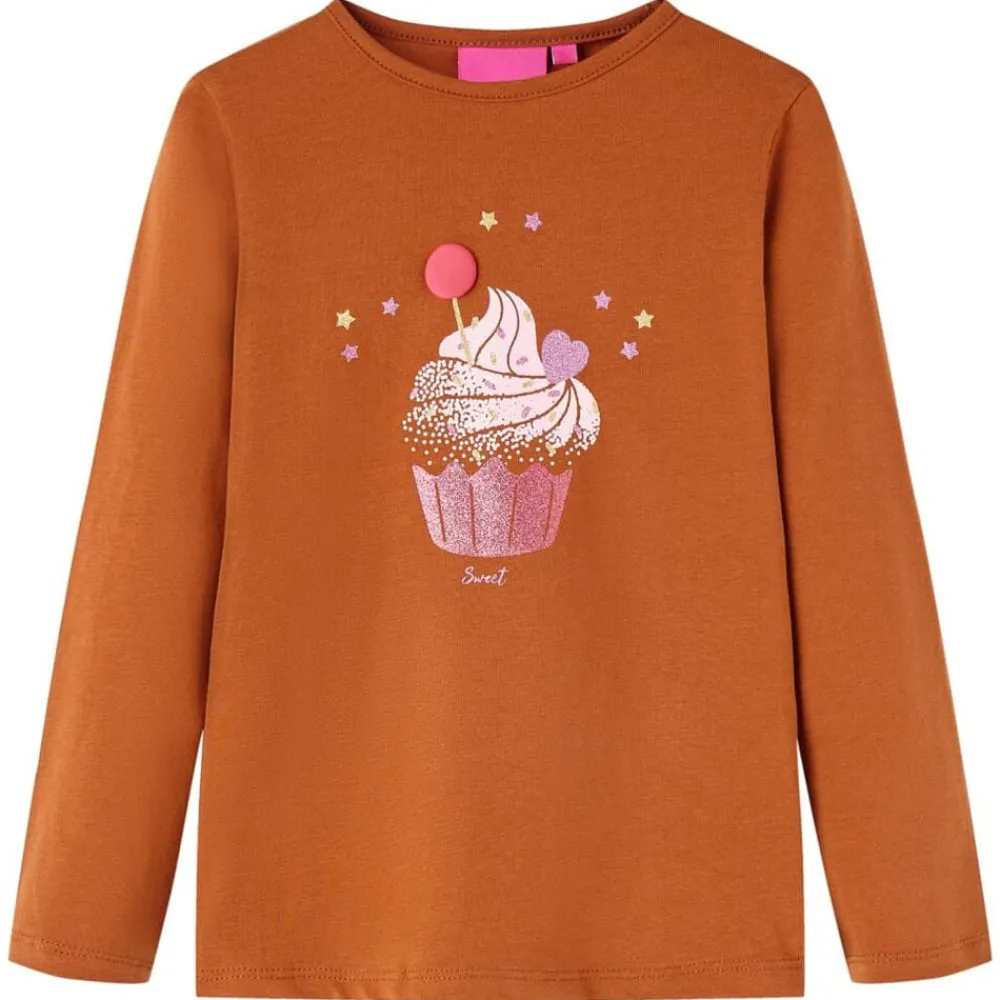 Vêtements & Accessoires-vidaXL T-shirt enfants à manches longues 92 Cognac