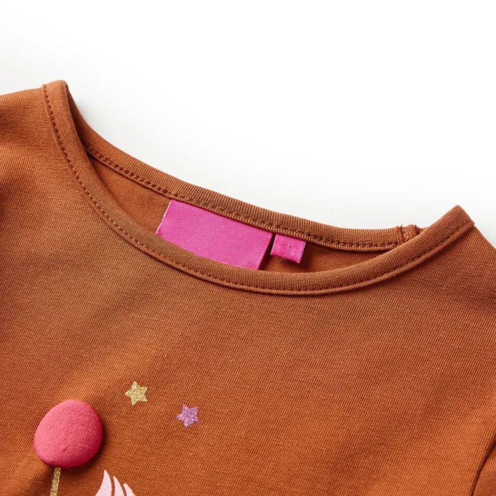 Vêtements & Accessoires-vidaXL T-shirt enfants à manches longues 92 Cognac