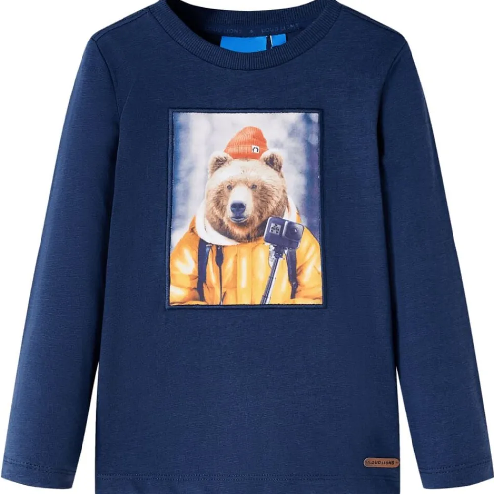 vidaXL T-shirt enfants à manches longues mélange bleu marine 140
