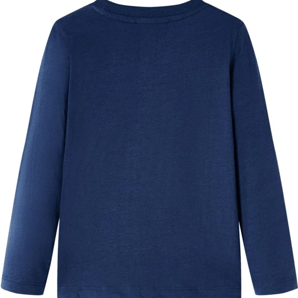 vidaXL T-shirt enfants à manches longues mélange bleu marine 140