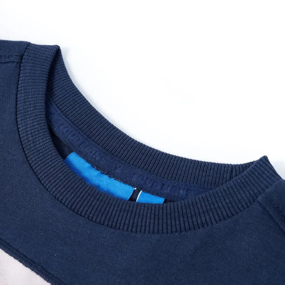 vidaXL T-shirt enfants à manches longues mélange bleu marine 140