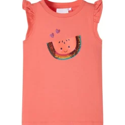 Vêtements & Accessoires-vidaXL T-shirt enfants et manches à volants 116 Corail