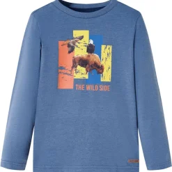 Vêtements & Accessoires-vidaXL T-shirt enfants manches longues mélange bleu 116