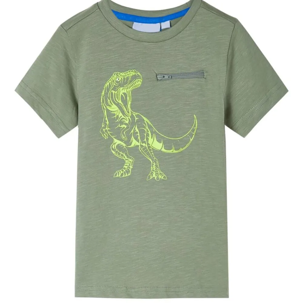 Vêtements & Accessoires-vidaXL T-shirt pour enfants à manches courtes clair 104 Kaki