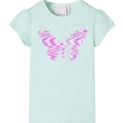 Vêtements & Accessoires-vidaXL T-shirt pour enfants à mancherons clair 128 Menthe