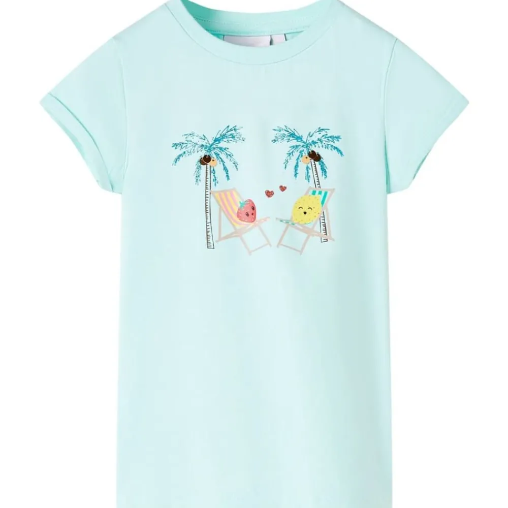 Vêtements & Accessoires-vidaXL T-shirt pour enfants clair 128 Aqua