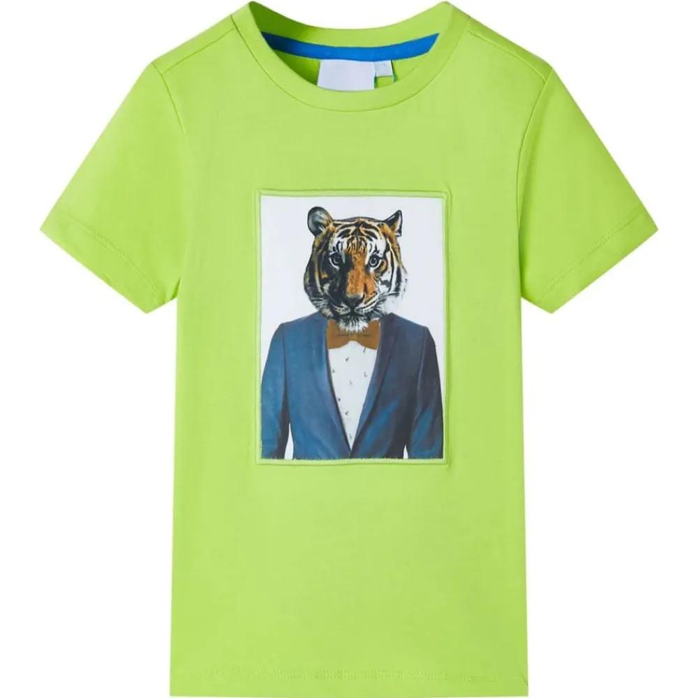 vidaXL T-shirt pour enfants avec manches courtes vert citron 116