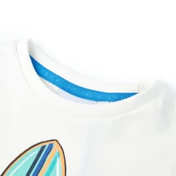 Vêtements & Accessoires-vidaXL T-shirt pour enfants avec manches courtes écru 116 Écru