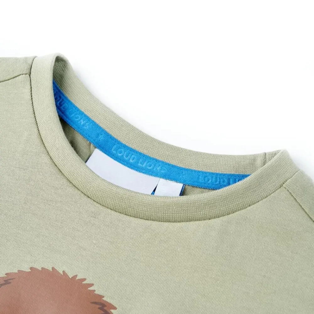 Vêtements & Accessoires-vidaXL T-shirt pour enfants avec manches courtes clair 116 Kaki