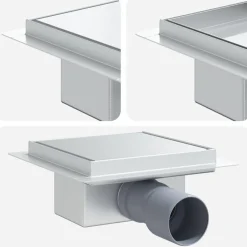 Plomberie-vidaXL 2 en 1 Drain de Douche Argenté 15 x 15 cm Acier Inox 304
