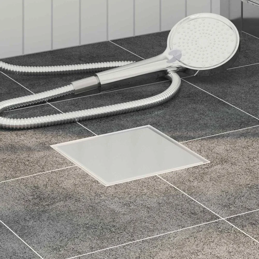 Plomberie-vidaXL 2 en 1 Drain de Douche Argenté 15 x 15 cm Acier Inox 304