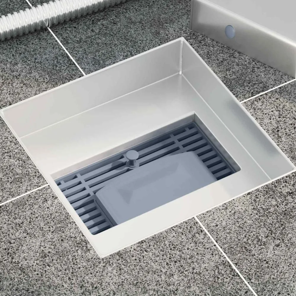 Plomberie-vidaXL 2 en 1 Drain de Douche Argenté 15 x 15 cm Acier Inox 304