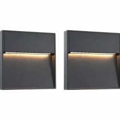 Luminaires-vidaXL 2 pcs Appliques murales LED d'extérieur 3 W Noir Carré