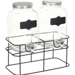 Arts De La Table & Arts Culinaires-vidaXL 2 pcs Distributeurs de boissons avec support 2 x 4 L Verre