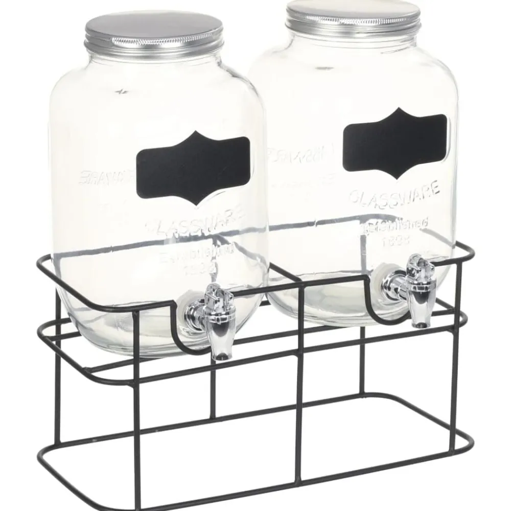 Arts De La Table & Arts Culinaires-vidaXL 2 pcs Distributeurs de boissons avec support 2 x 4 L Verre